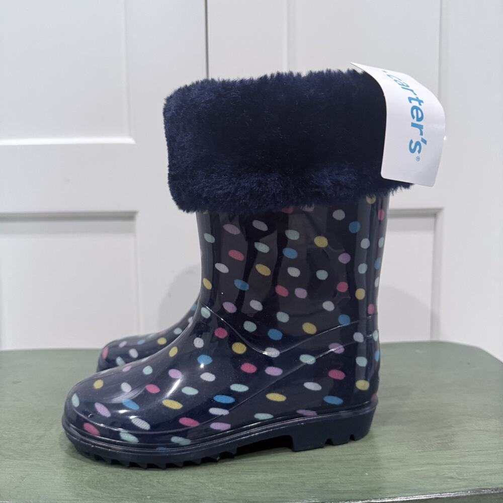 New Carter's Amary Rain Boots Girls Navy Size 10 CF21S04B